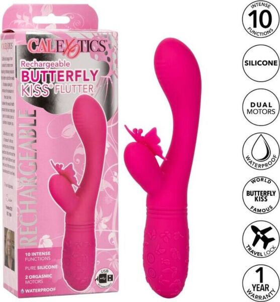 Růžový vibrátor CalExotics Butterfly Kiss Flutter s ramenem na bod G a motýlkem