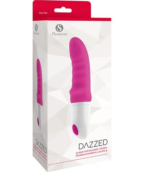 Vibrátor S Pleasures Dazzed Pink v růžové a bílé barvě s vlnitým dříkem