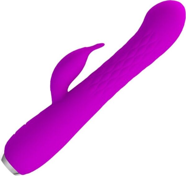 Fialový rabbit vibrátor Pretty Love BI-014692 s žebrovanou hřídelí a ramenem králíčka
