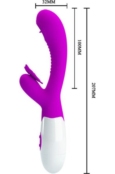 Rabbit vibrátor Pretty Love BI-014943 s hlavicí a stimulátorem klitorisu ve tvaru motýlka