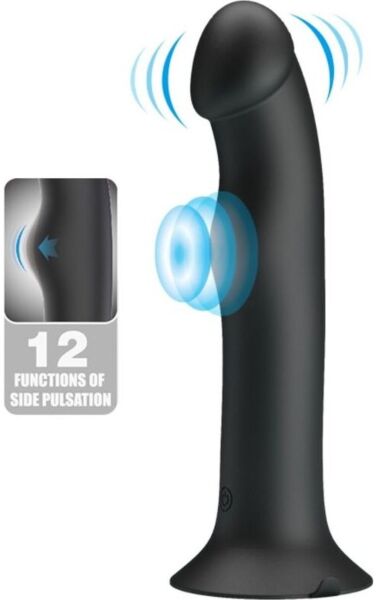 Vibrátor Pretty Love BI-014952 z černého silikonu s falickou hlavicí a základnou s přísavkou