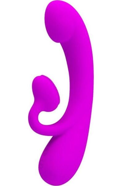 Rabbit vibrátor Pretty Love BI-014988 ve fialové barvě s raménkem se štětinami pro klitoris