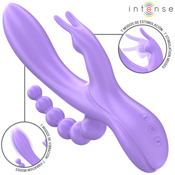 Vibrátor Intense Miko, rabbit s přídavným análním ramenem
