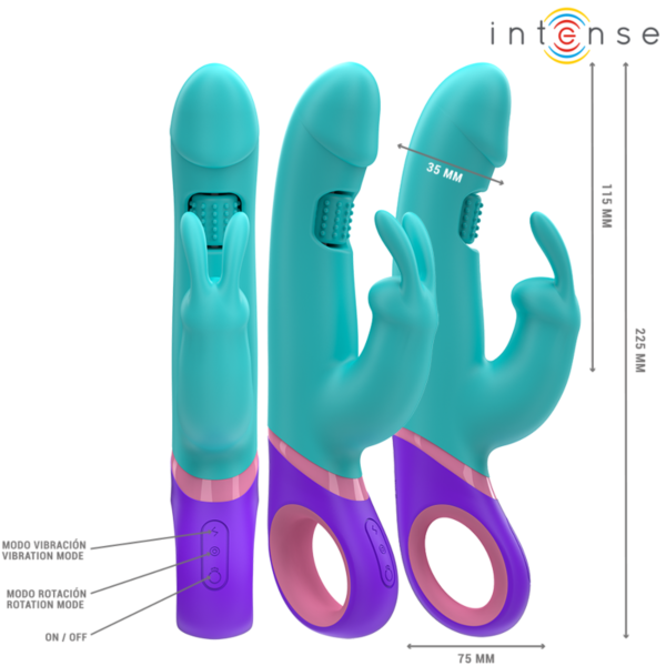 Modrý rabbit vibrátor Intense MONICA s rotační stimulací bodu G