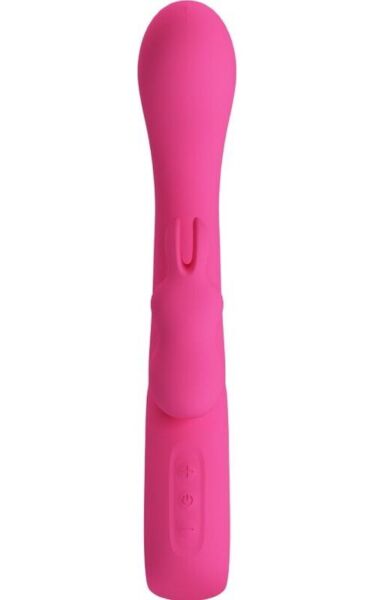 Rabbit vibrátor Pretty Love BI-300087 ze silikonu se stříbrnou rukojetí