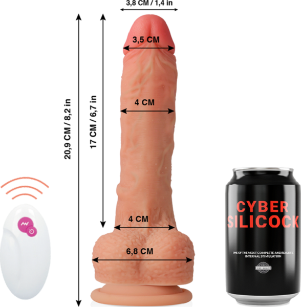 Realistické dildo Cyber Silicock Master Huck s žilkami, žaludem, varlaty a přísavnou základnou
