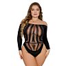 Body Lace Plus Size s dlouhým rukávem a otevřeným zadním dílem