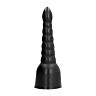Dildo ALL BLACK 34 CM s dodatečnými stimulátory