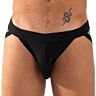 Jockstrap BURN 011 DOUBLE BLACK JOCK S průhlednými detaily