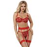 Sada spodního prádla SUBBLIME HEART PRINT BRA THONG GARTER BELT