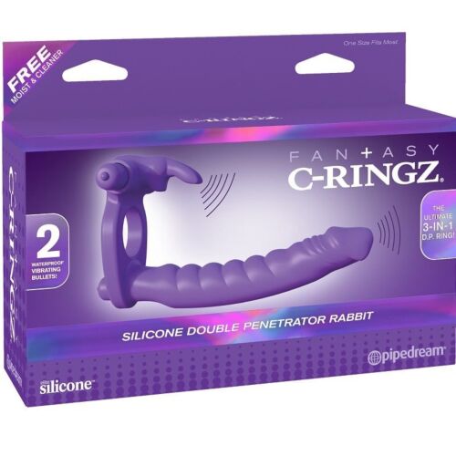 Kroužek na penis FANTASY C-RINGZ - Silikonový dvojitý vibrátor