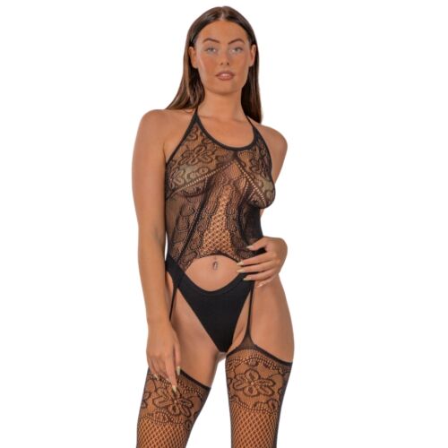 Bodystocking Lace s halter krkem pro svůdný vzhled