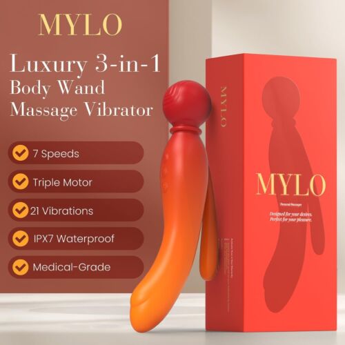 Vibrátor MYLO 3-in-1 Body Wand Massager s 21 režimy