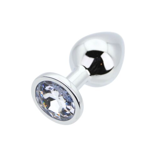 Butt Plug Toosh Metal Medium Clear Stone Plata