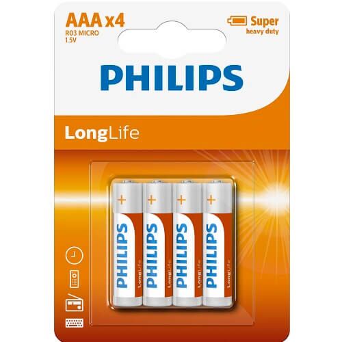 Baterie AAA Philips 4 Pack s dlouhou životností