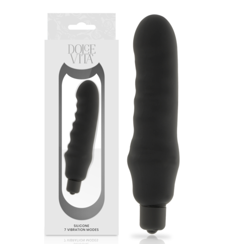 Vibrátor DOLCE VITA GENIUS BLACK SILICONE s 7 režimy
