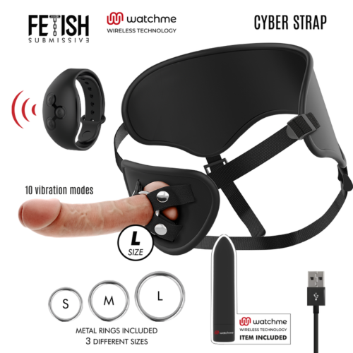 Postroj Loviux Fetish Submissive Cyber Strap s dálkovým ovládáním