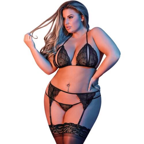 Souprava spodního prádla Loviux BRA GARTER & G-SET BLACK L/XL
