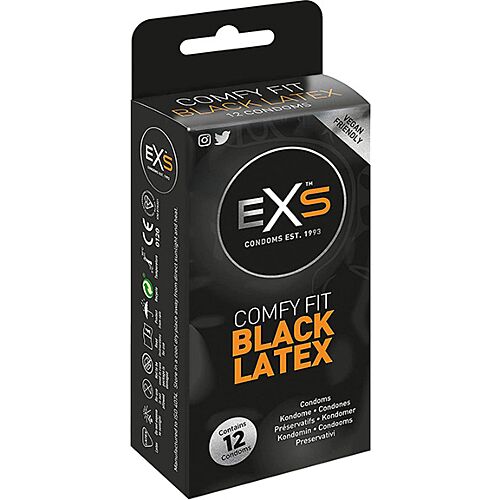 Kondomy Exs Black Latex 12 kusů s lubrikantem