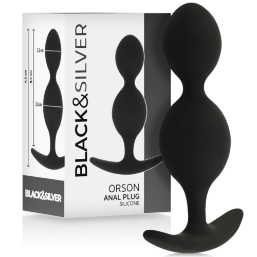 Kulička Anální BLACK&SILVER Orson s 2 Vlnami 9 cm
