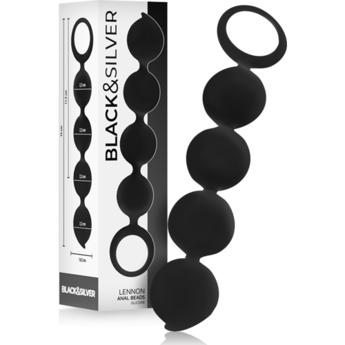 Analní korálky BLACK&SILVER Lennon s 4 silikonovými kuličkami