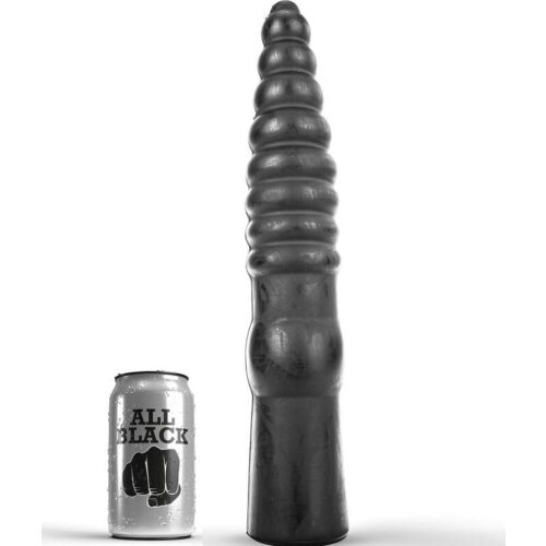 Dildo ALL BLACK 33 cm s vlnkami pro anal
