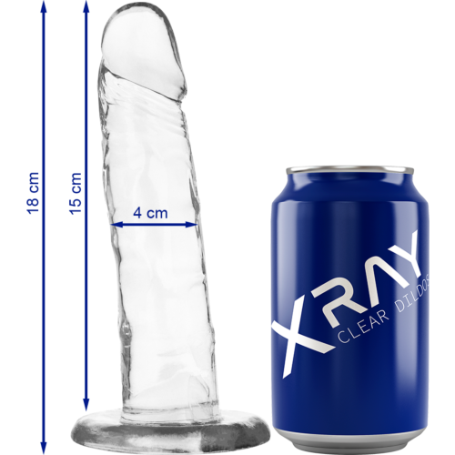 Dildo X RAY Clear 18 cm s ventosou