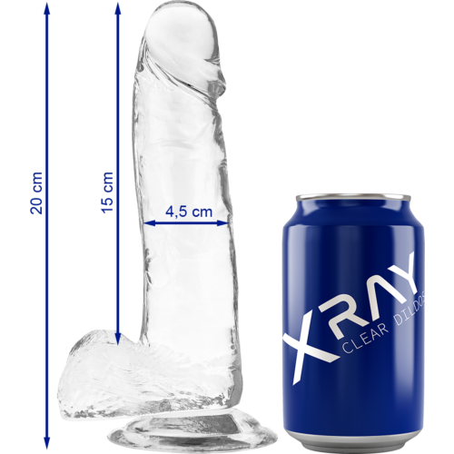 Dildo Loviux X RAY Clear 20 cm - Realistické a snadno čistitelné