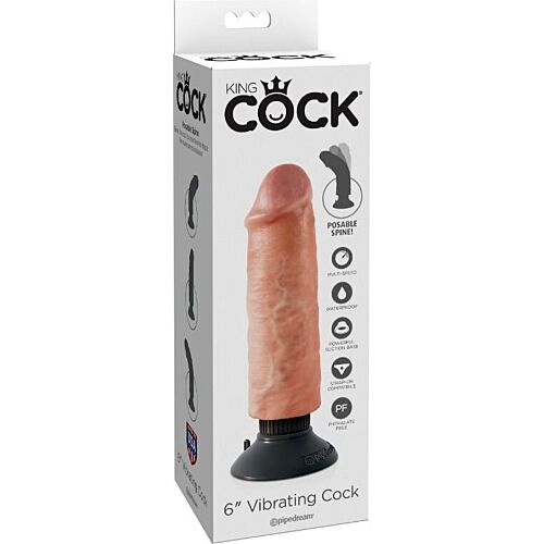 Dildo vibrátor KING COCK 15,24 cm s ventouse