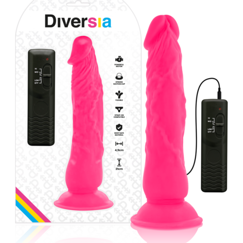 Dildo Diversia 21 cm s vibrací a dálkovým ovládáním