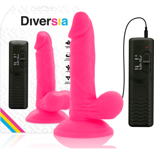 Dildo DIVERSIA 17 cm s vibrací a připojením