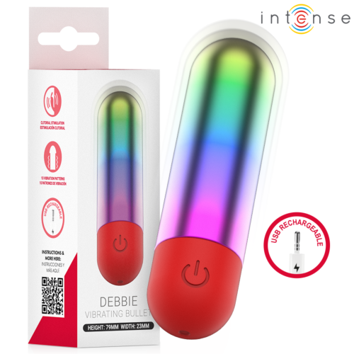 Mini vibrátor INTENSE FUN TOYS Debbie Rainbow s duhovým designem