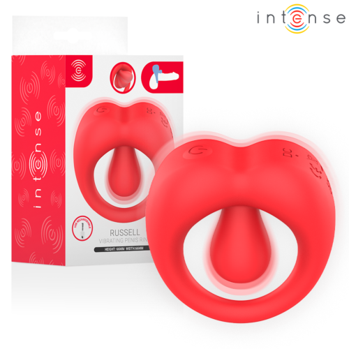 Červený vibrační kroužek INTENSE s stimulací klitorisu