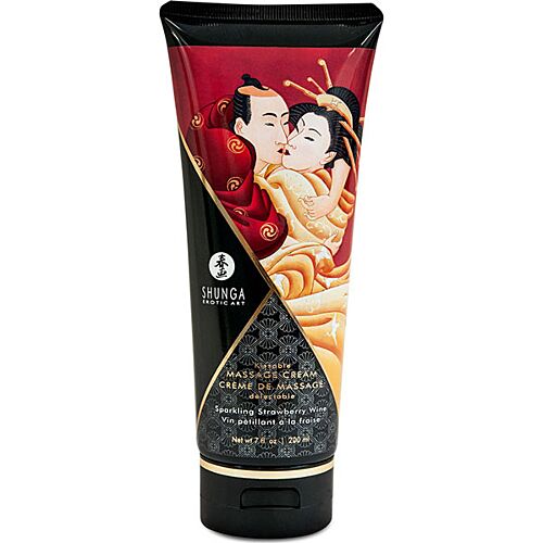 Shunga Strawberry and Cava Massage Cream 200ml for Sensual Pleasure