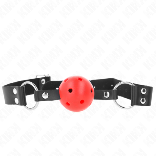 Prodyšný roubík s koulí KINK 4 cm s dvojitým nýtem 62,5 x 2,5 cm nastavitelný 42-58 cm