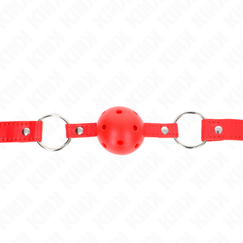 Prodyšný roubík s kuličkou KINK 4 cm s dvojitým nýtem Model 1 62,5 x 2,5 cm nastavitelný 42-58 cm