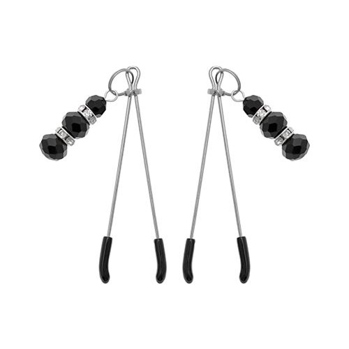 Pinzety na bradavky S Pleasures NEKO s perlami