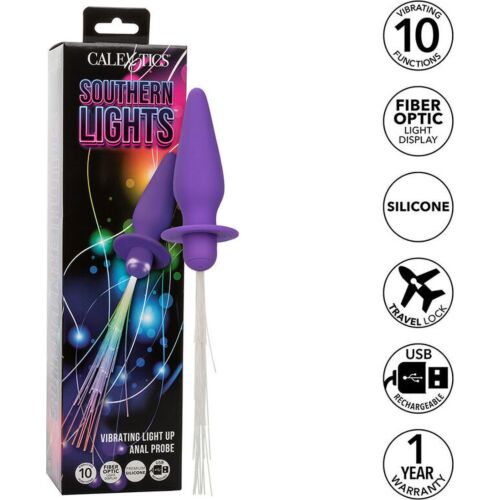 Plug anal CALEXOTICS Southern Lights s vibracemi a světly