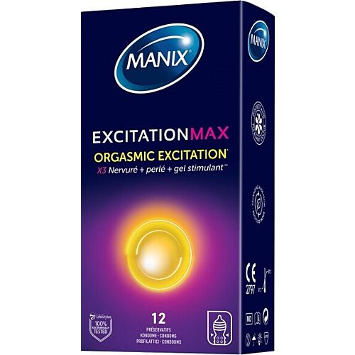 Kondomy Manix Excitation Max s texturou a efektem tepla
