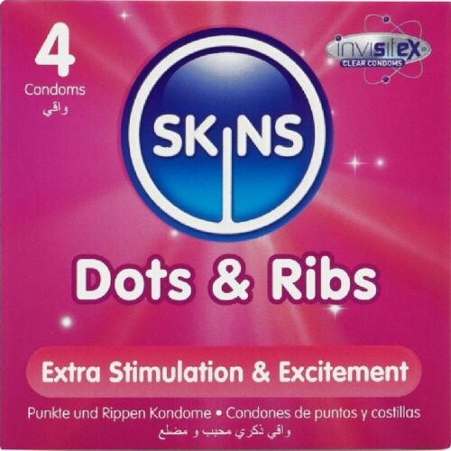 Kondomy Skins Dots & Ribs pro vylepšené potěšení