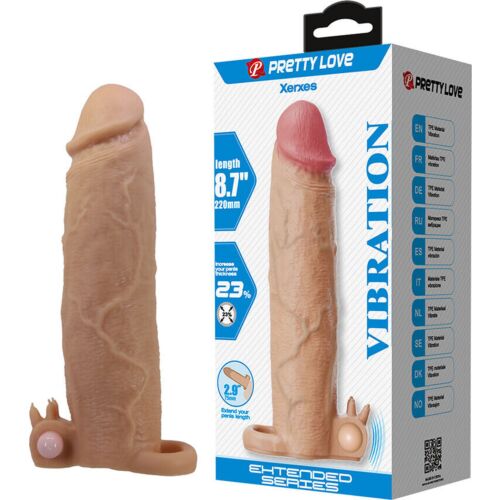 Návlek na penis PRETTY LOVE XERXES s vibračním stimulátorem
