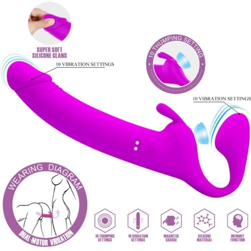 Dildo Strap-On Pretty Love Zanini s 10 vibracemi