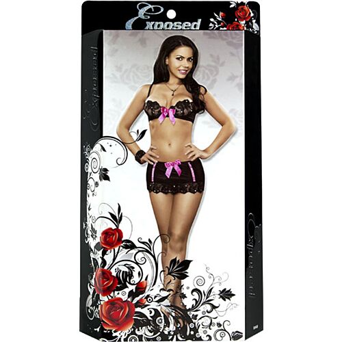 Lencería Exposed SEQUIN LACE BRA, SKIRT