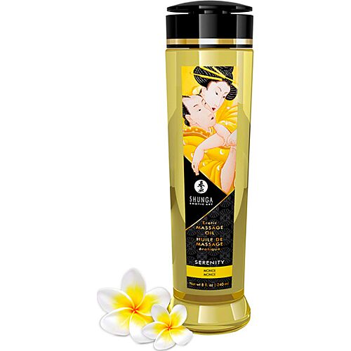 Olej Shunga Serenity 240 ml s aroma Monoi pro erotické masáže