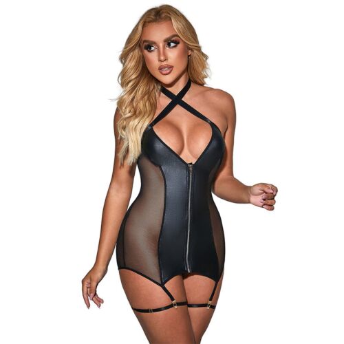 Šaty SUBBLIME 954444 Sexy Mesh Dress Leather