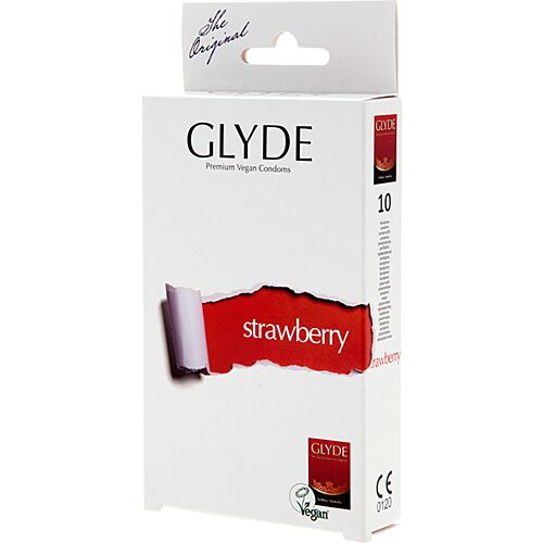 Kondomy Glyde Ultra Strawberry 10ks chutí jahoda