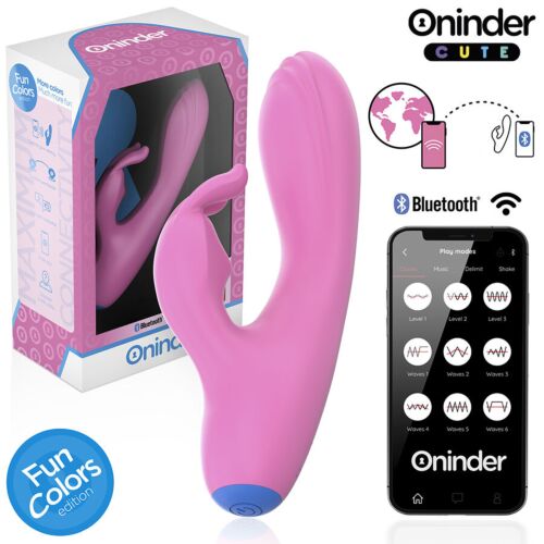 Vibrátor ONINDER CUTE Love Bunny s aplikací a dvojitou stimulací