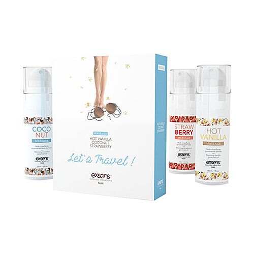 Olej na masáže Exsens Let's Travel s hřejivým efektem