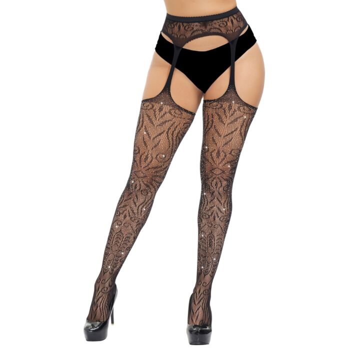 Punčocháče Lace Plus Size s korálky Punčocháče Lace Plus Size s korálky