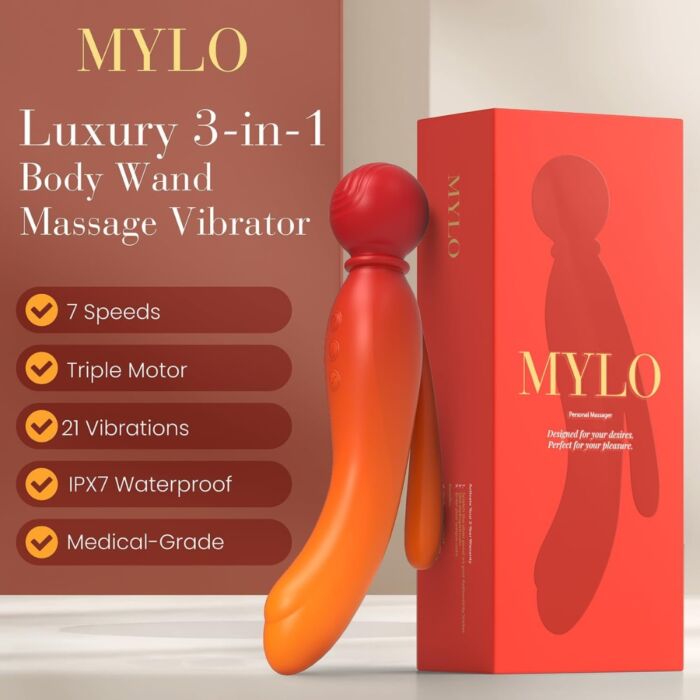Vibrátor MYLO 3-in-1 Body Wand Massager s 21 režimy Vibrátor MYLO 3-in-1 Body Wand Massager s 21 režimy